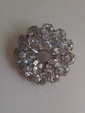 Crystal Floral Statement Brooch - Clear Sparkle